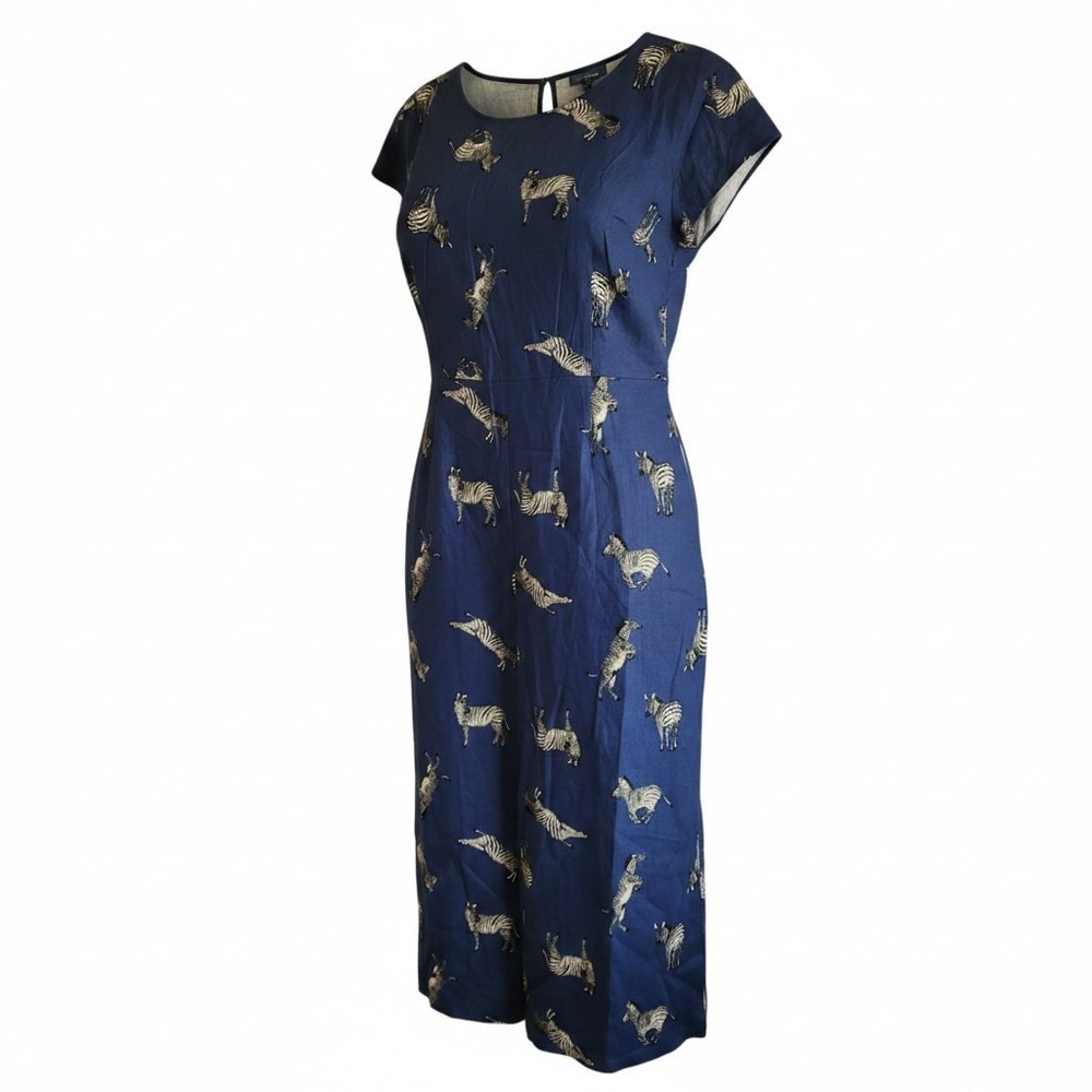 NWT ModCloth Zebra Print Jumpsuit Blue Casual Animal Print Linen Blend Size XL